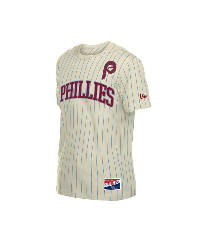 Men's Cream Philadelphia Phillies Throwback Meshback Pinstripe T-Shirt
