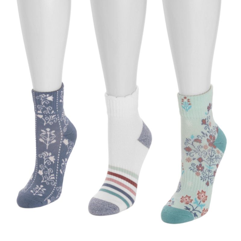 Women's Cotton Compression Mini Crew Ankle Socks, 3 Pair Pack
