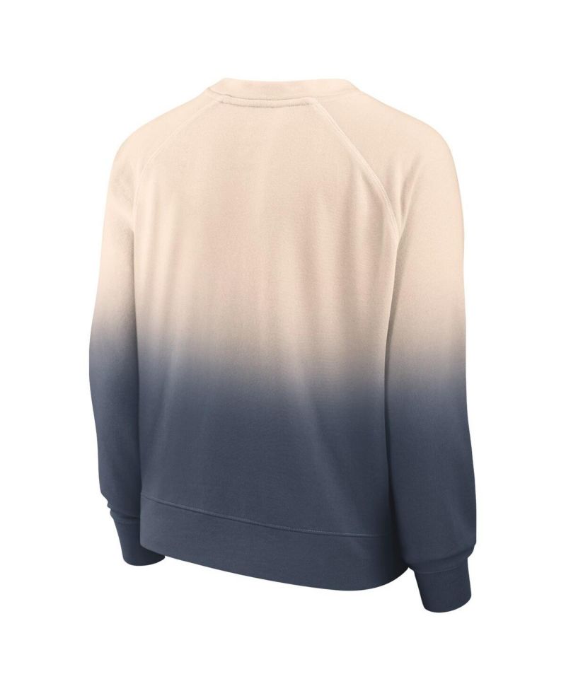 Women's Tan, Navy Distressed Houston Astros Luxe Lounge Arch Raglan Pullover Sweatshirt