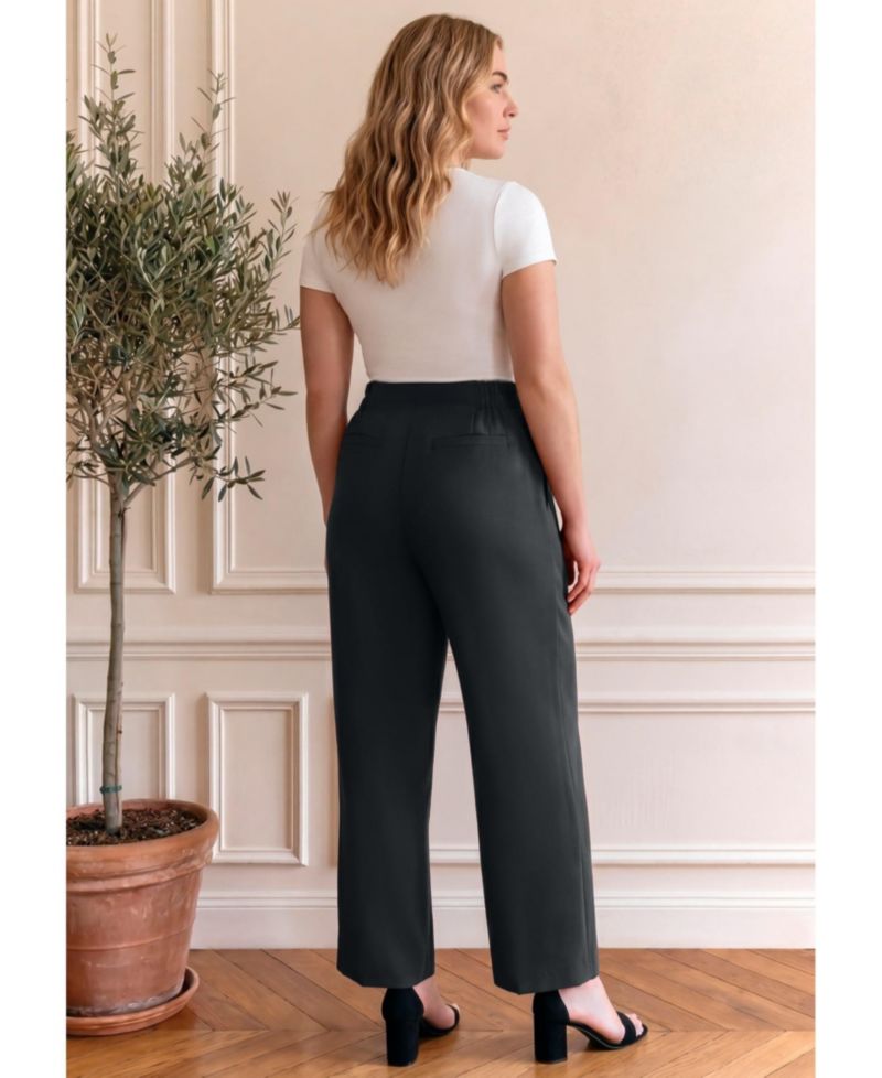 Plus Size Cool Hand Wide-Leg High-Rise Side-Zip Trousers