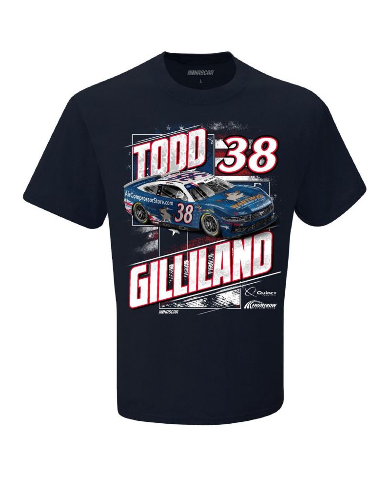 Men's Navy Todd Gilliland Quincy Compressors Patriotic Car T-Shirt