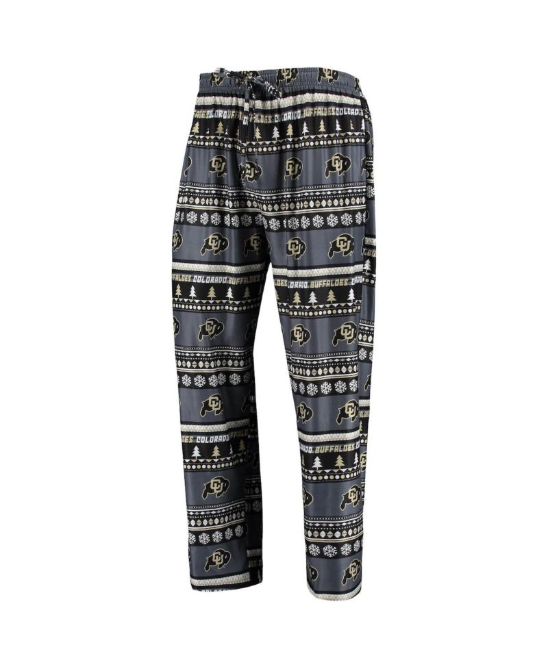 Men's Black Colorado Buffaloes Ugly Sweater Long Sleeve T-shirt and Pants Sleep Set