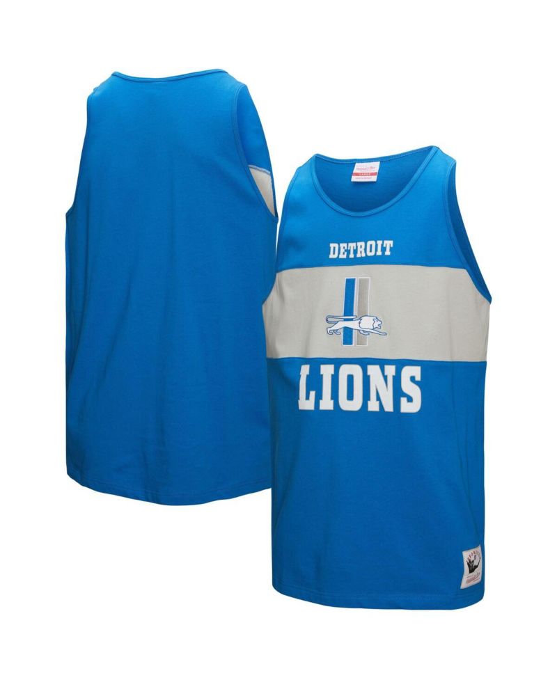 Men's Blue Detroit Lions Retro Color Block Tank Top