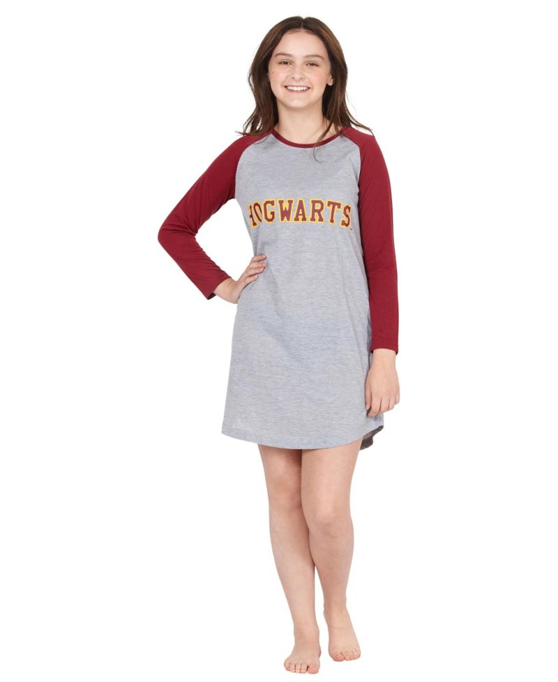 Girls' Hogwarts House Crest Varsity Raglan Kids Long-Sleeve Nightgown