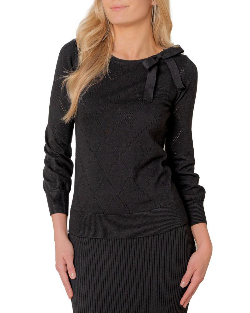 Women's Hope and Henry Organic Bow Detail Pointelle Sweater