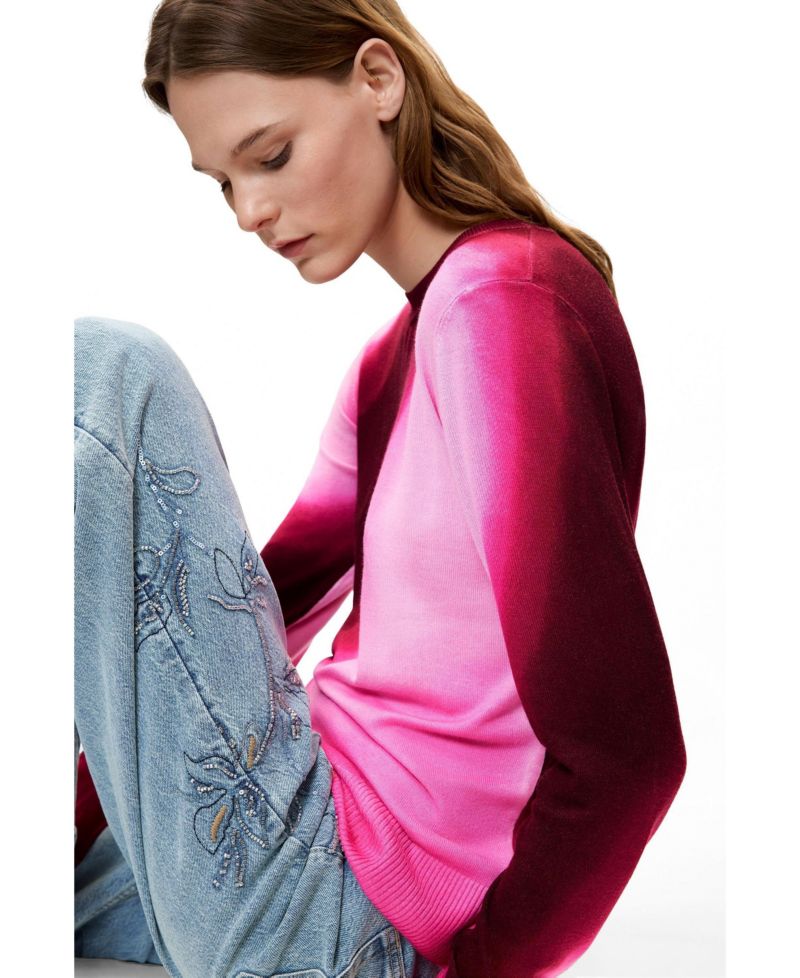 Women's Gradient Fine-Knit Crewneck Sweater