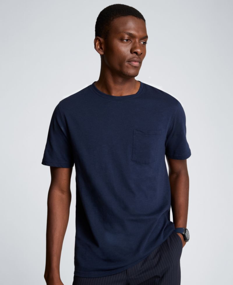 Men's Sport Navy Solid Knit Crewneck T-shirts
