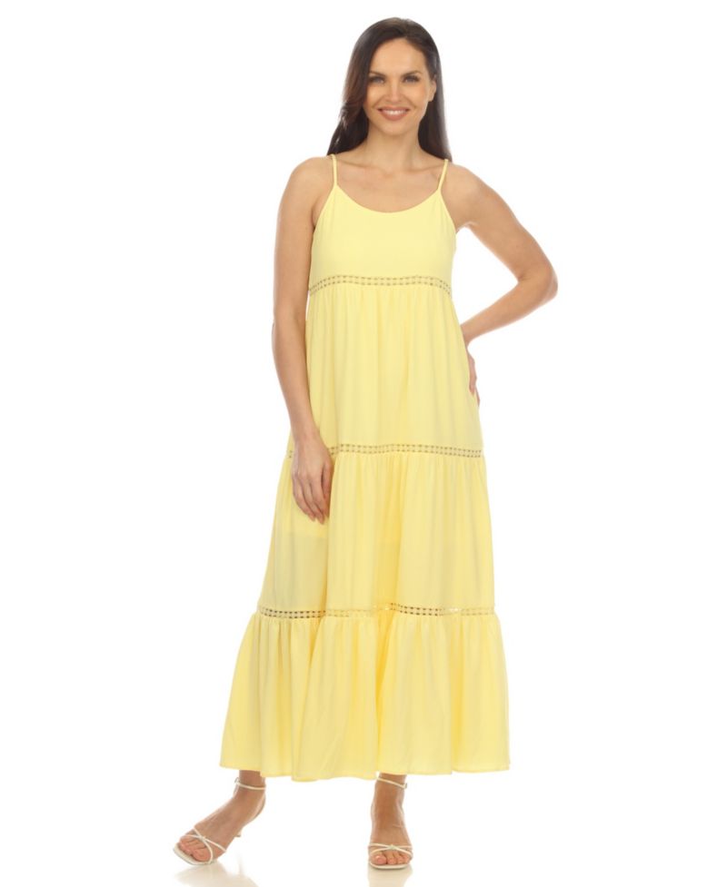 Women's Scoop Neck Tiered Midi Dress