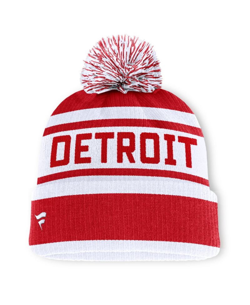 Men's Red/White Detroit Red Wings Fundamental Cuffed Knit Hat with Pom