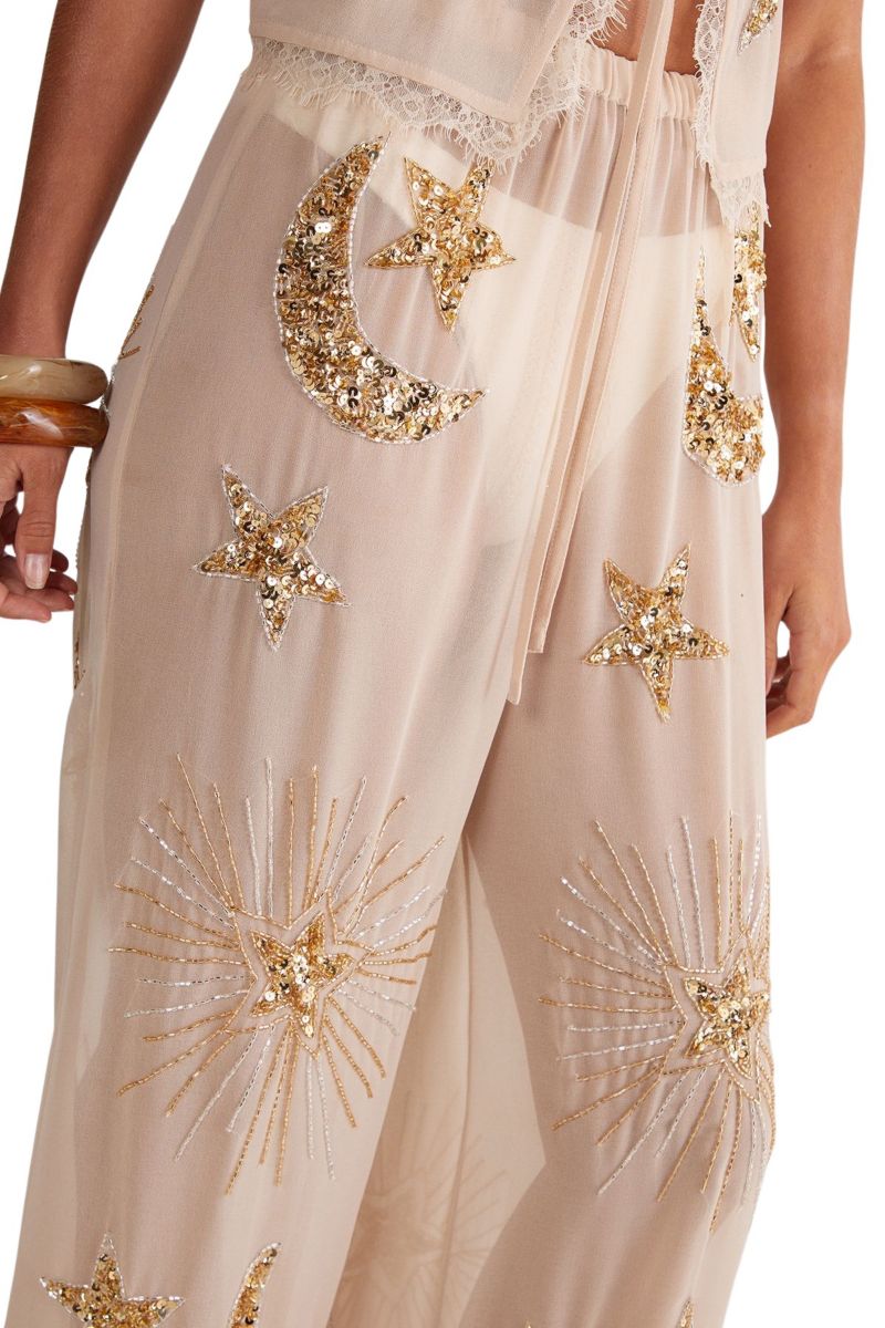 Women's Moon and Star Wide Leg Beach Trouser