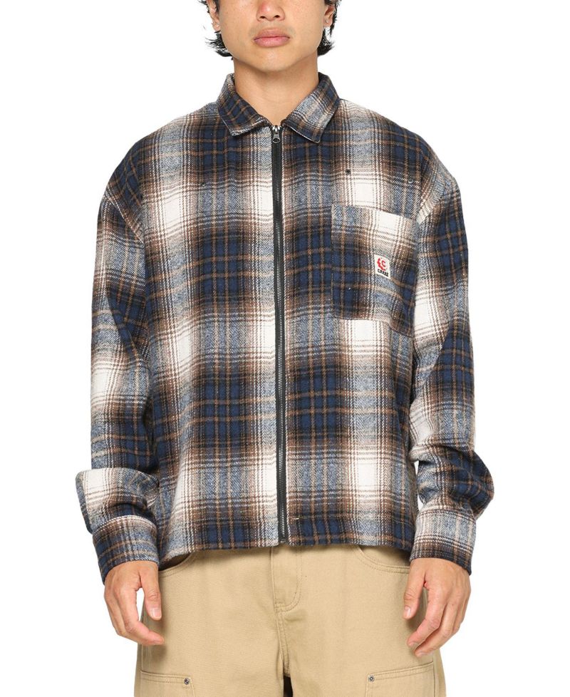 Men's Ombre Zip Up Long Sleeve Shirt