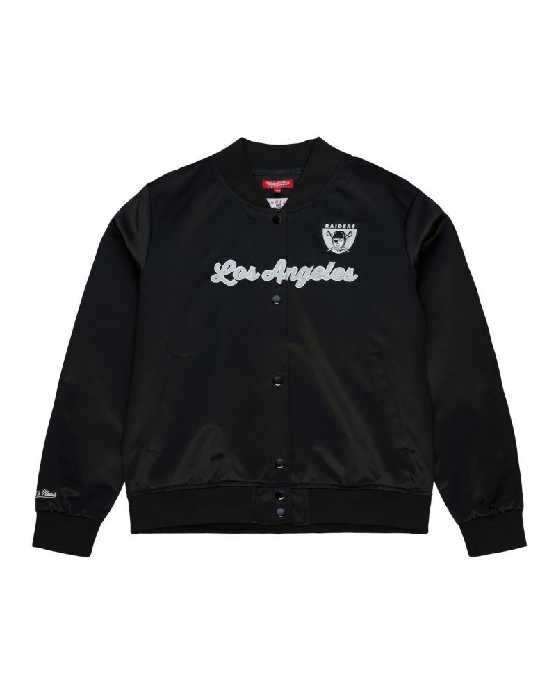 Women's Black Las Vegas Raiders Full-Snap Satin Jacket