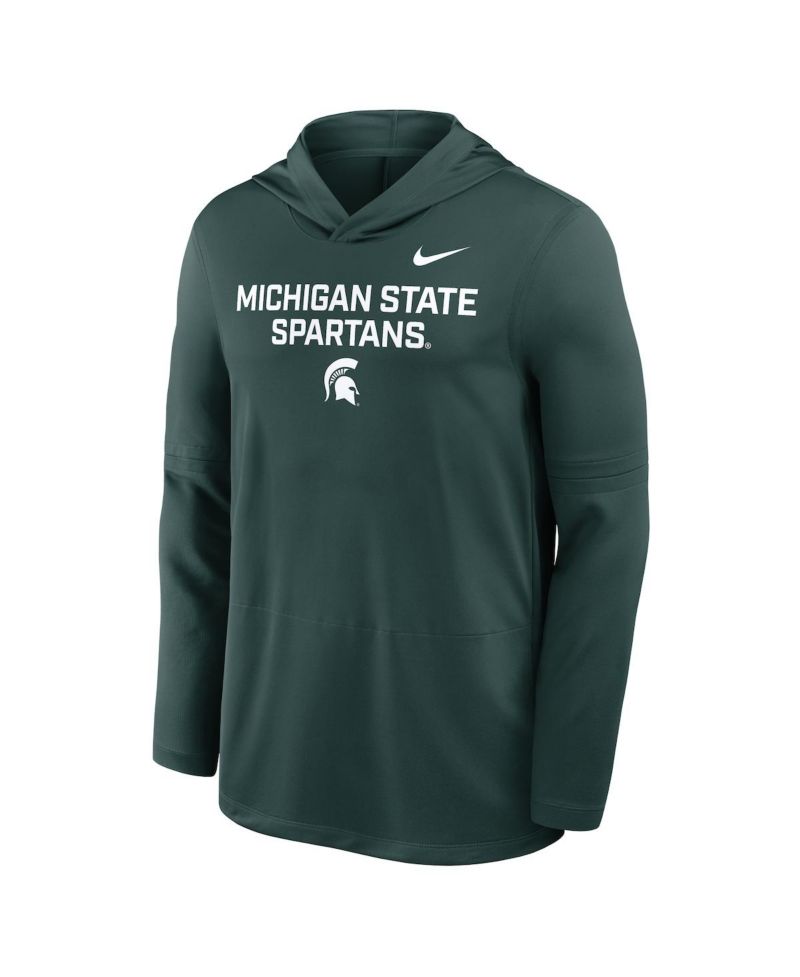 Men's Green Michigan State Spartans 2025 Sideline Performance Long Sleeve Hoodie T-Shirt