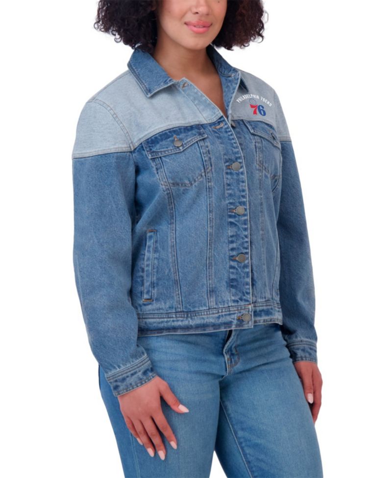 Women's Blue Philadelphia 76ers Full-Button Denim Jacket