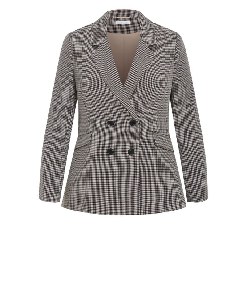 Plus Size Tiana Double-Breasted Plaid Jacket