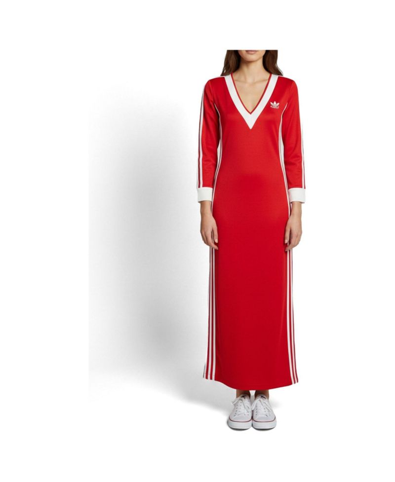Women's Striped Jersey Slitted Maxi Dress