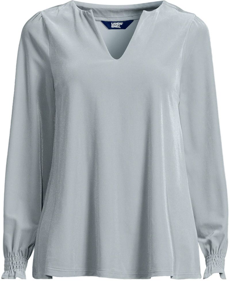 Plus Size Long Sleeve Velvet Blouse