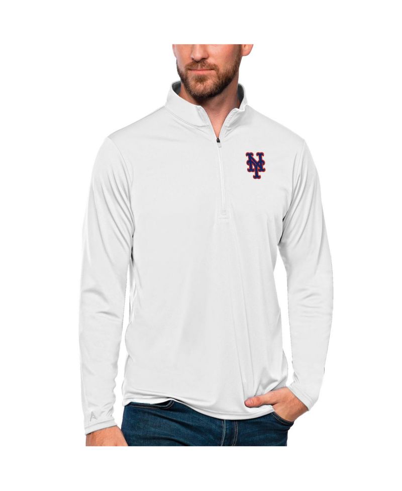 Men's White New York Mets Tribute Quarter-Zip Pullover Top