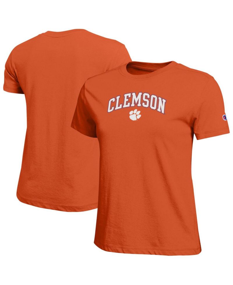 Women's Orange Clemson Tigers Arched Over Logo T-Shirt