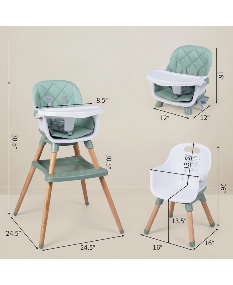 9-in-1 Convertible Baby High Chair with Adjustable Double Tray