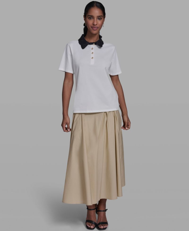 Women's Collared Short-Sleeve Blouse Top