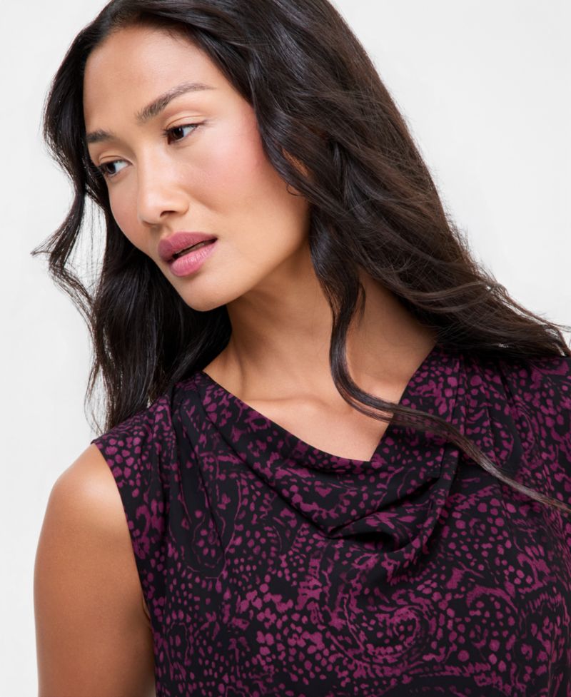 Women's Paisley Sleeveless Cowl Neck Blouse