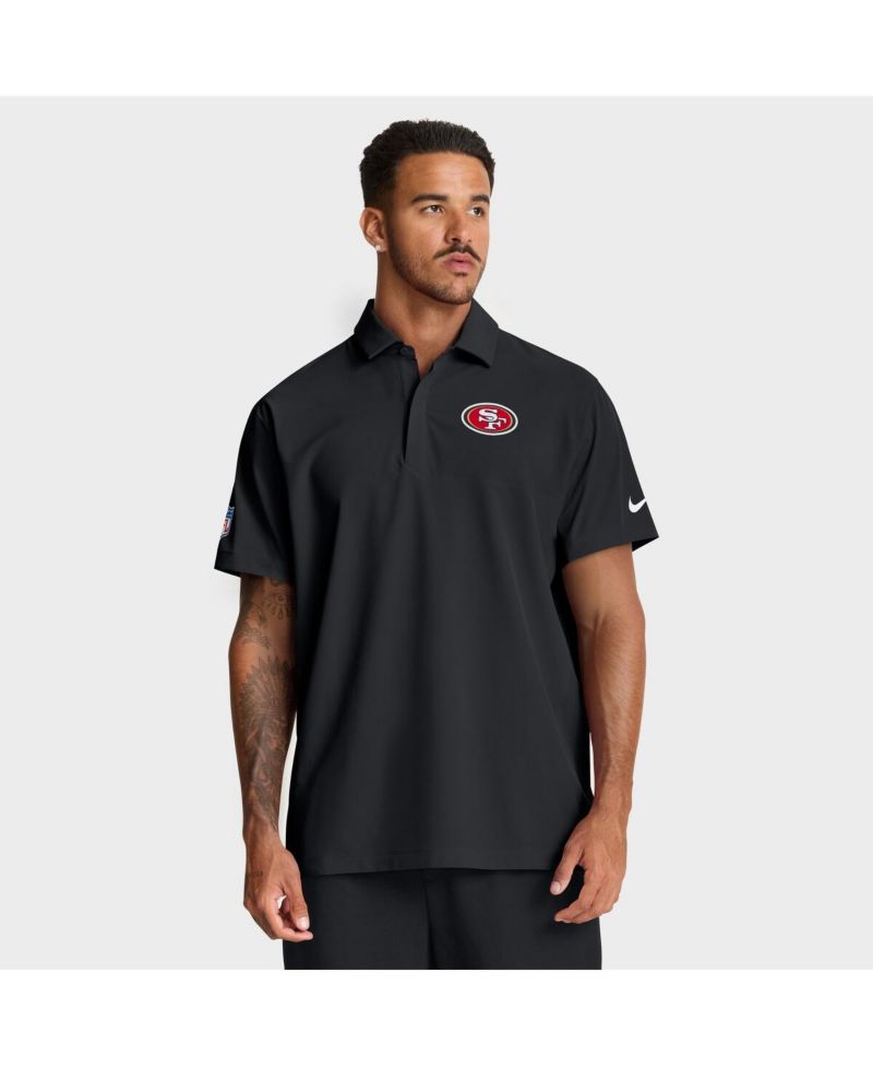 Men's Black San Francisco 49ers Sideline City Pride Woven Performance Polo Shirt