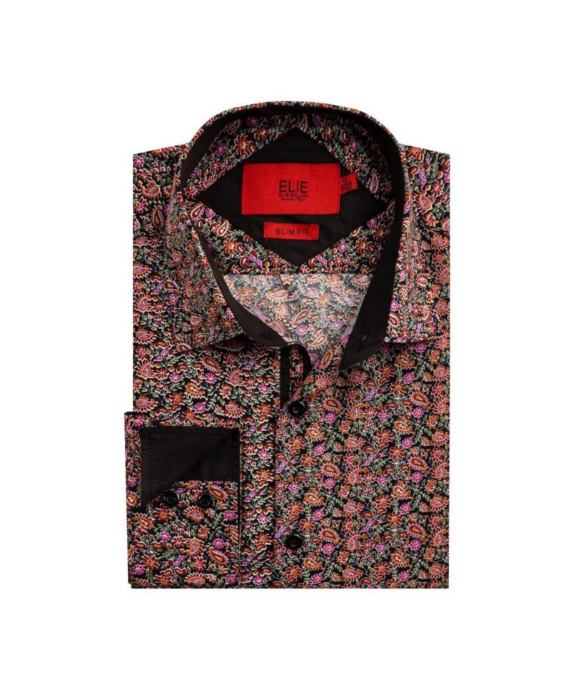 Men's Slim Fit Paisley Print Button-Down Shirt By