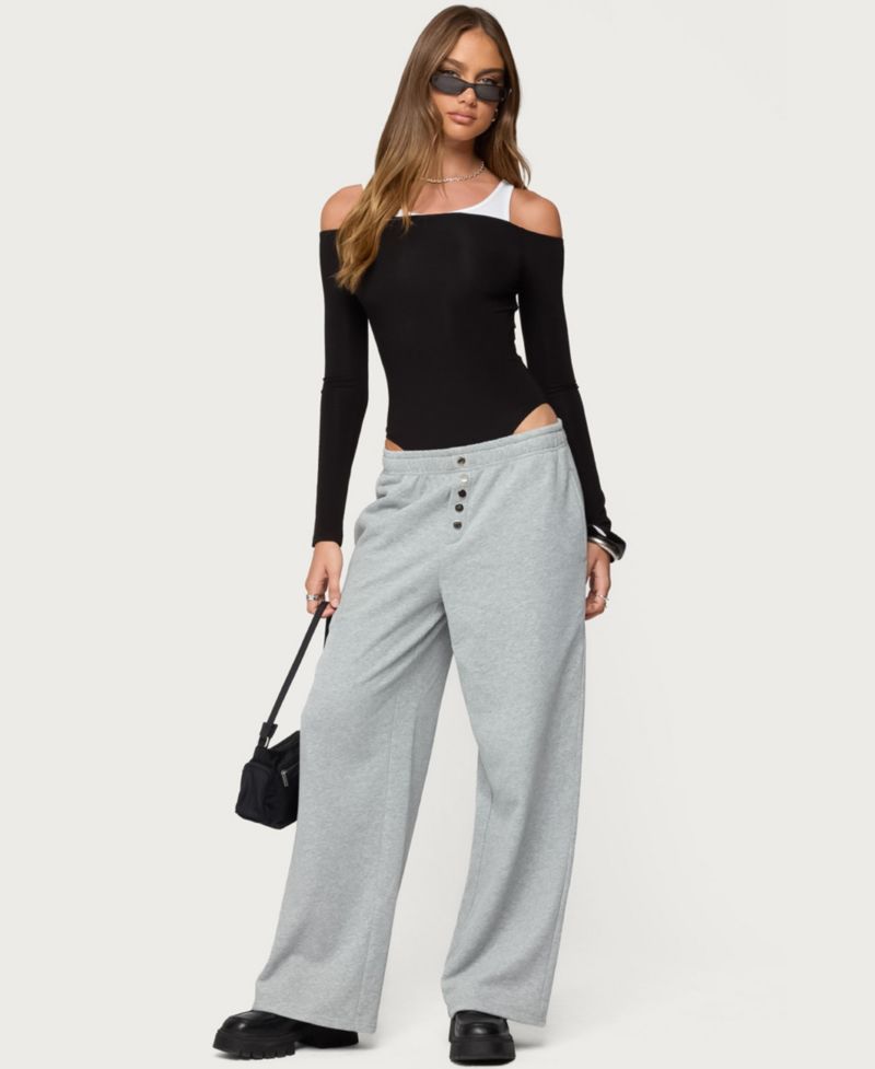 Women's Layered Ribbed Off Shoulder Bodysuit