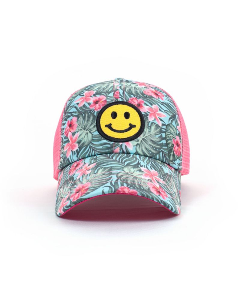 Women's Adjustable Snap Back Smiley Face Trucker Hat
