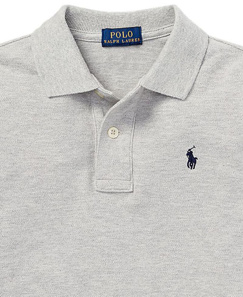 Toddler and Little Boys Cotton Mesh Long Sleeve Polo Shirt