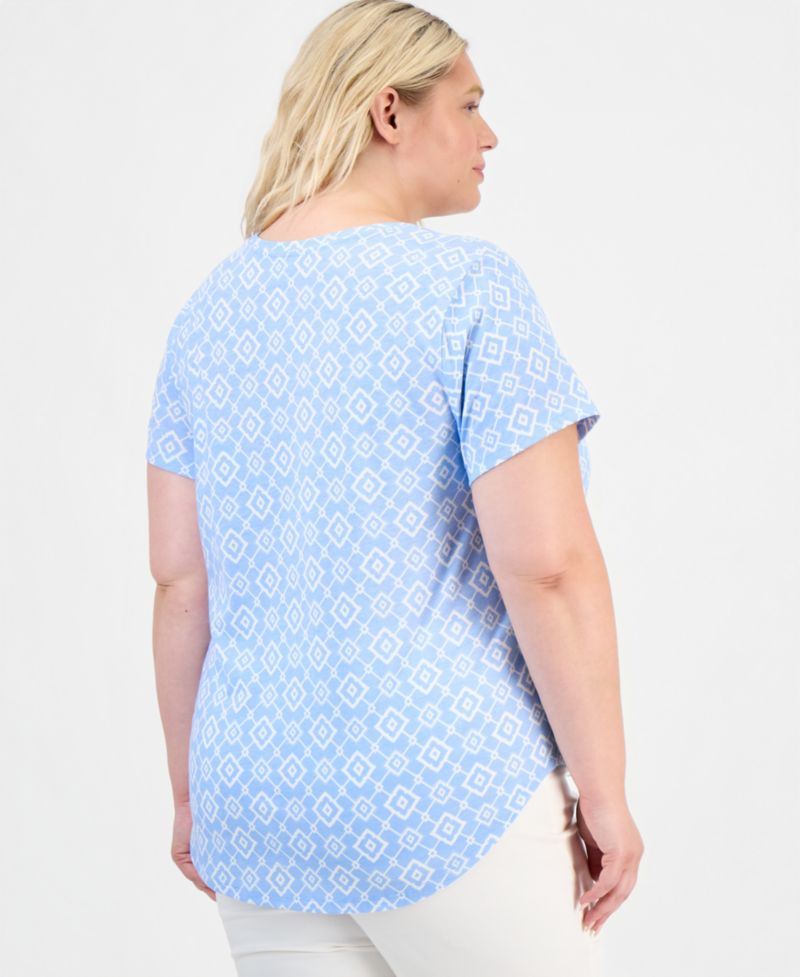 Plus Printed Short-Sleeve Crewneck Tee