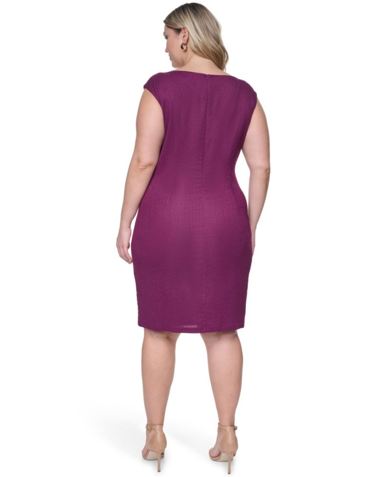 Plus Size Short-Sleeve Boat Neck Dress