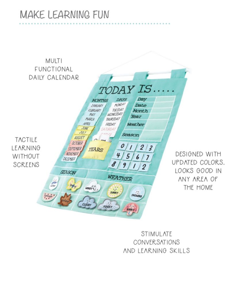 Toddler Children's Learning Calendar, Teal