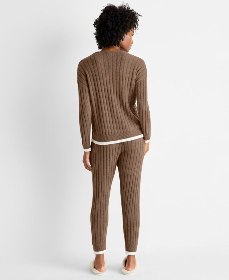 Women's Chenille Crewneck and Jogger Sweater Set