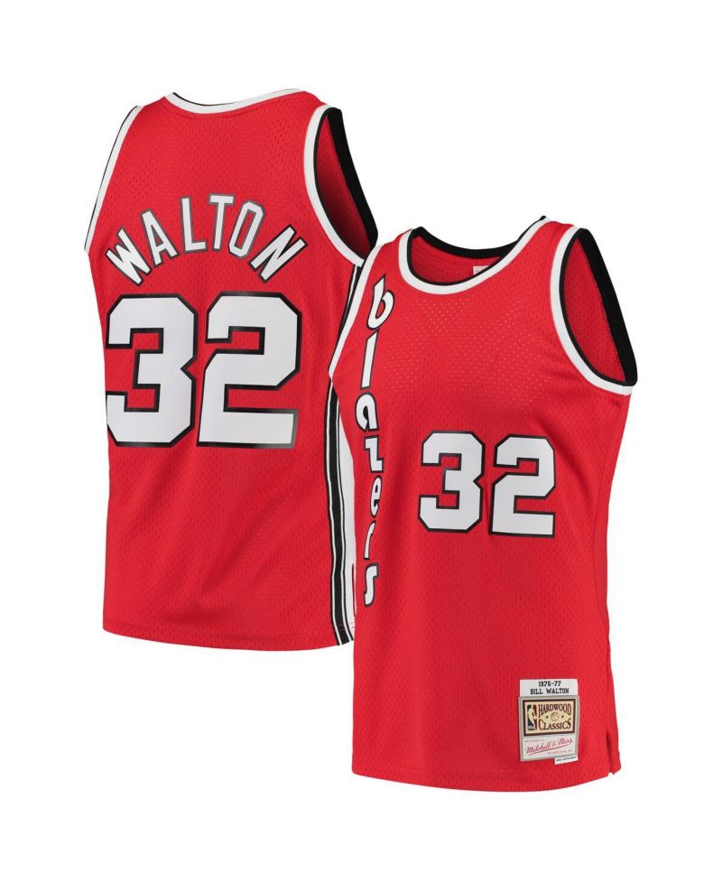 Men's Bill Walton Red Portland Trail Blazers 1976-77 Hardwood Classics Swingman Player Jersey
