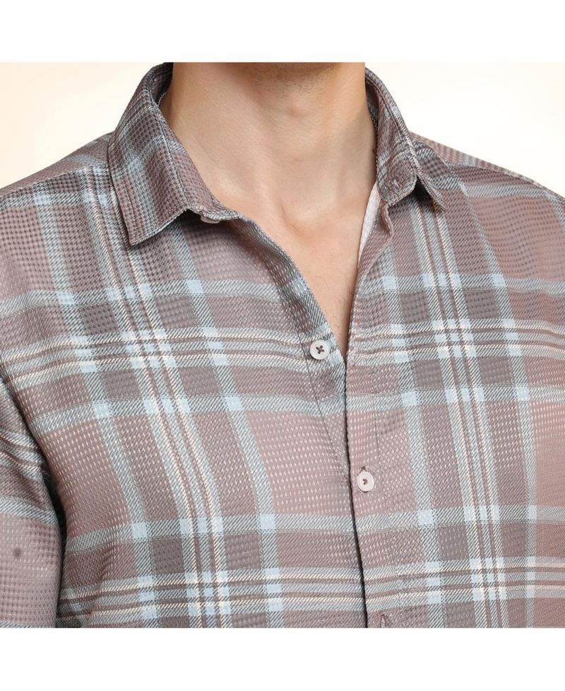 Men's Nude Pink & Cloud Grey Tartan Plaid Shirt