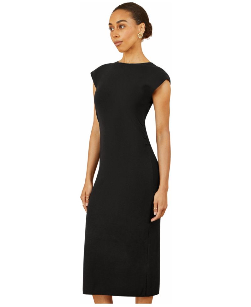 Women's Knitted Ruched Midi Dress