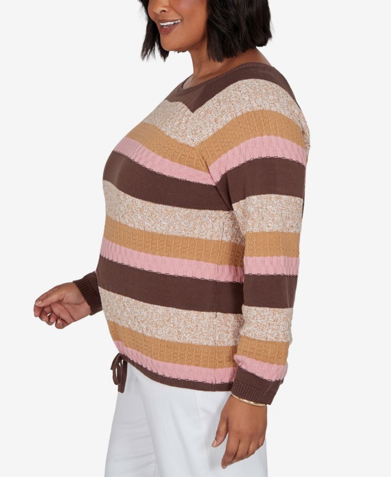 Plus Size Marled Stripe Long-Sleeve Sweater