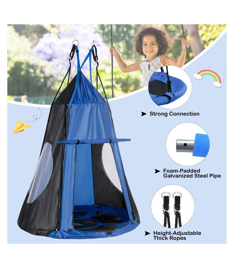 Boys 2-in-1 40 Inch Hanging Chair Detachable Swing Tent