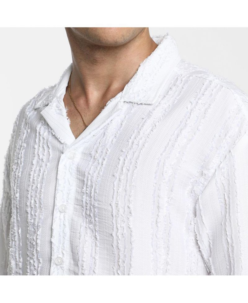 Men's Unhemmed Striped Oversized Shirt