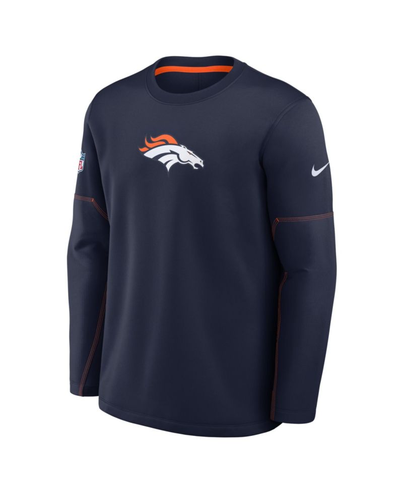 Men's Navy Denver Broncos Sideline Coaches Team Present Midweight Therma-FIT Sweatshirt