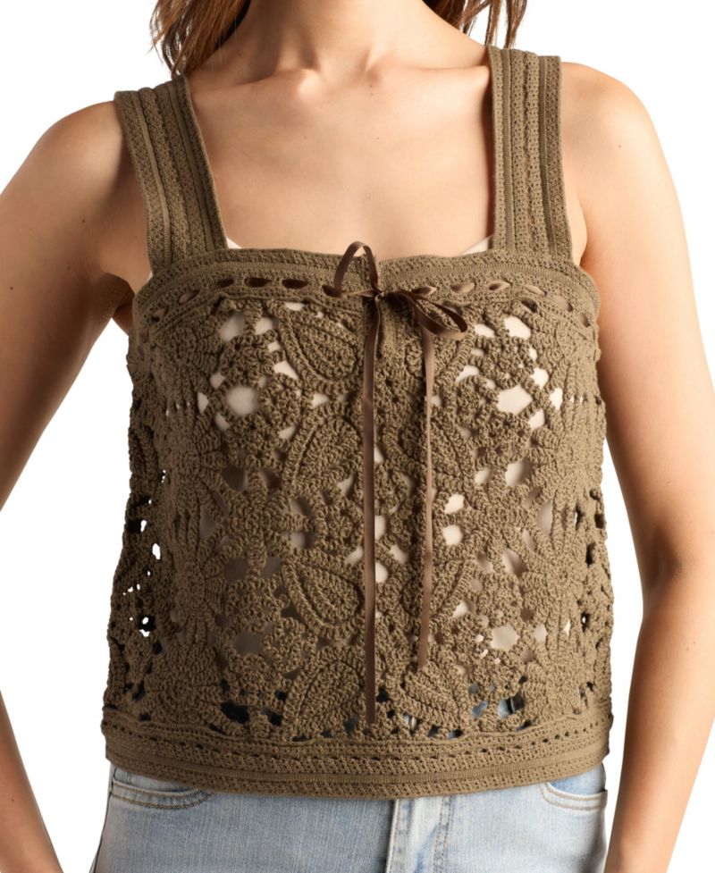 Women's Crochet Ruffle Sleeveless Tank Top