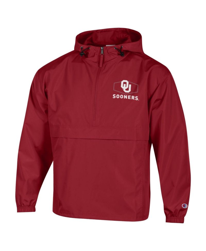 Men's Crimson Oklahoma Sooners Delay Packable Half-Zip Jacket