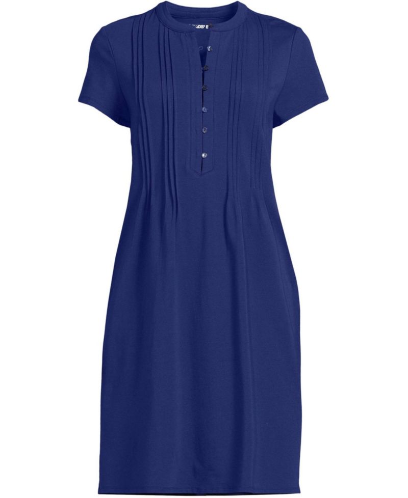 Women's Cotton Modal Pintuck Short Sleeve Dress