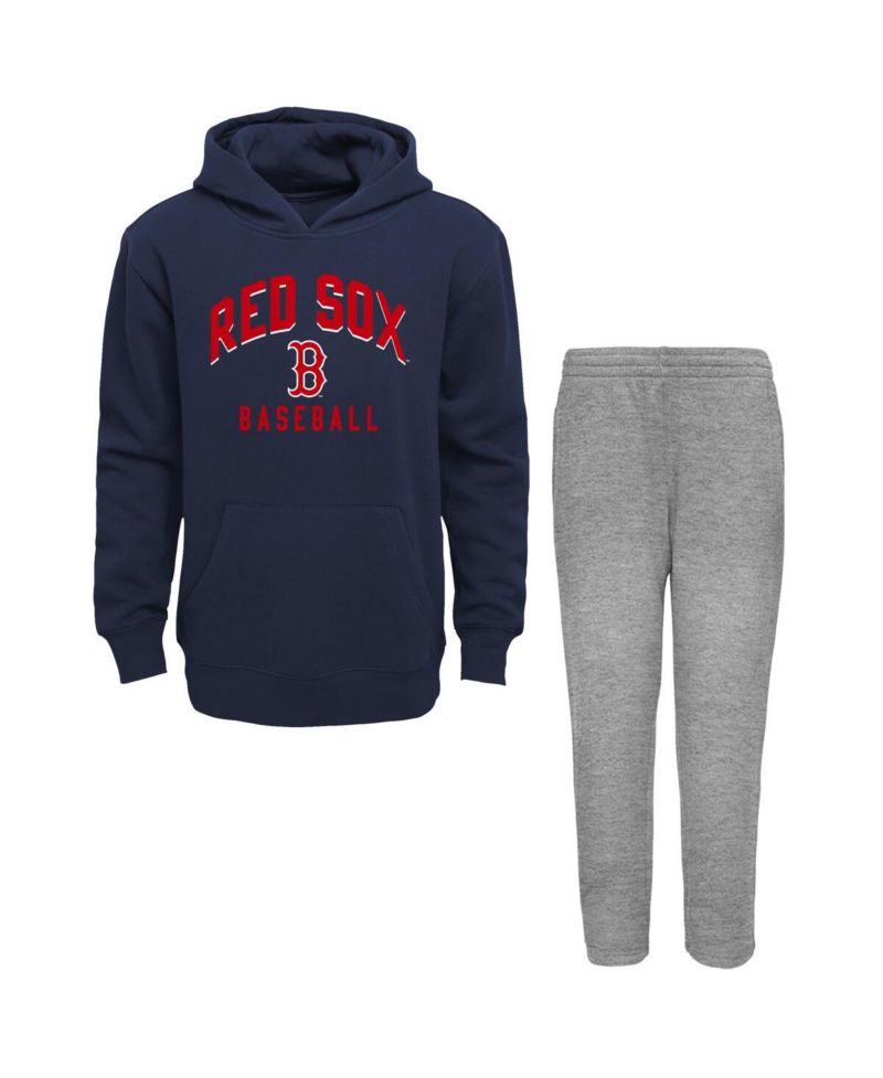 Baby Boys and Girls 2-Piece Navy/Heather Gray Boston Red Sox Play by Play Pullover Hoodie and Pants Set