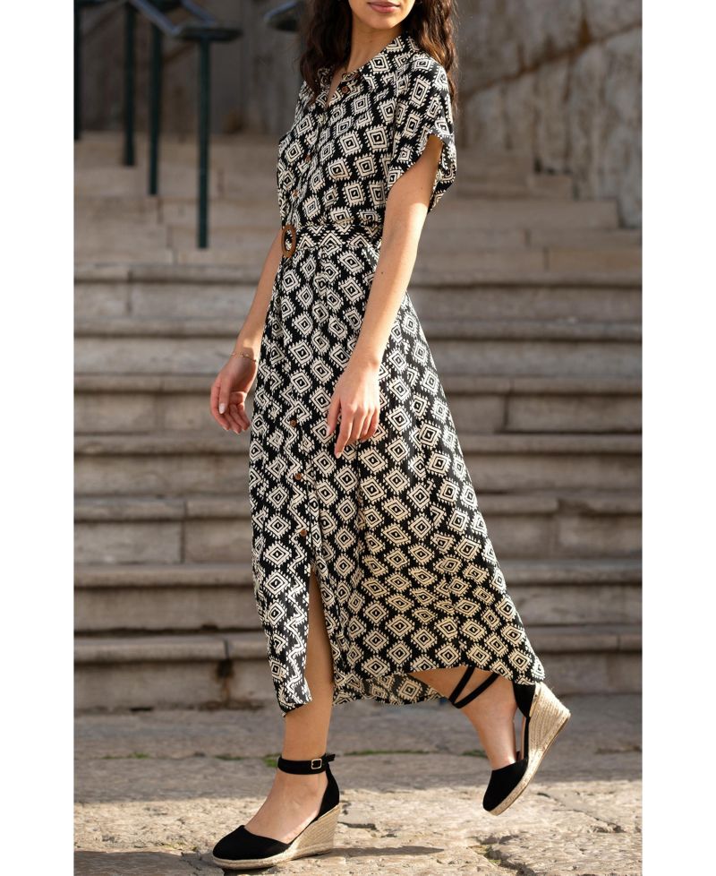 Women's Belted Midi Shirt Dress