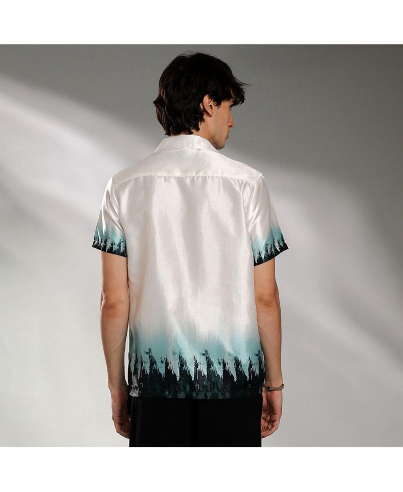 Men's Ivory White & Pine Green Pine Ombre Shirt