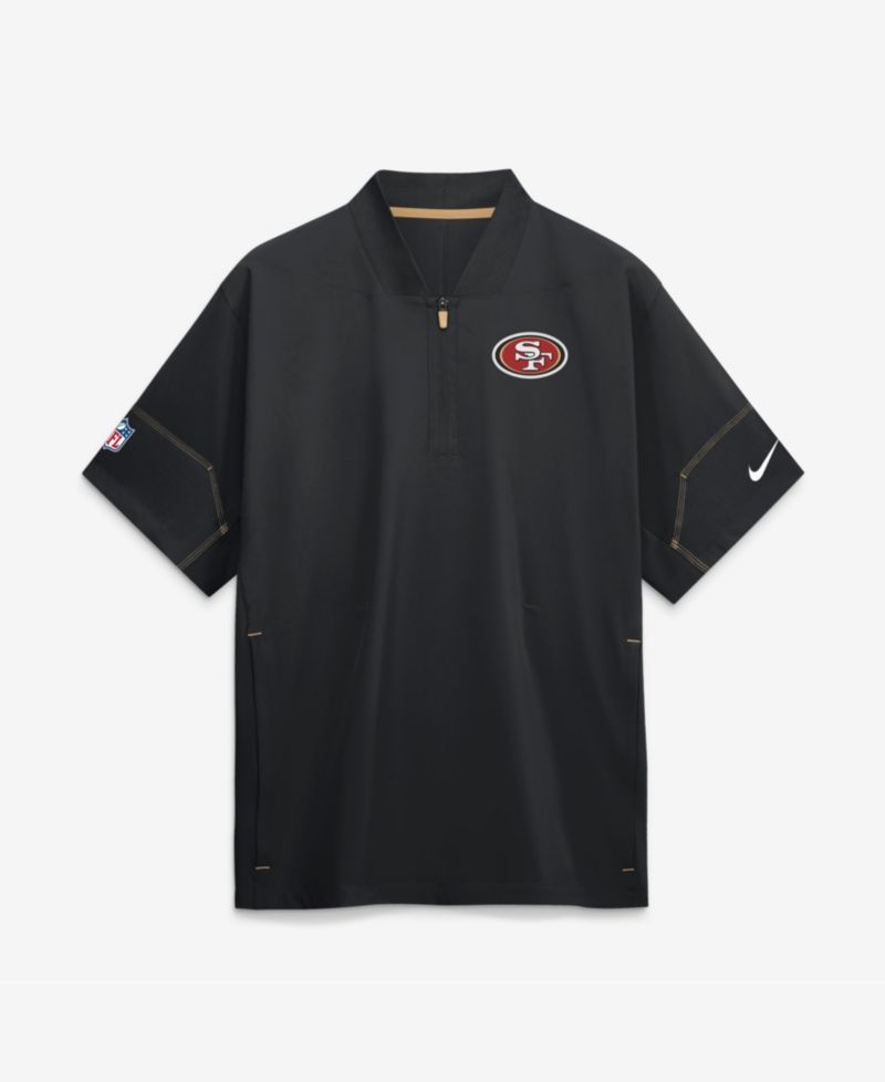 Men's Black San Francisco 49ers Sideline Short Sleeve Quarter-Zip Coaches Jacket
