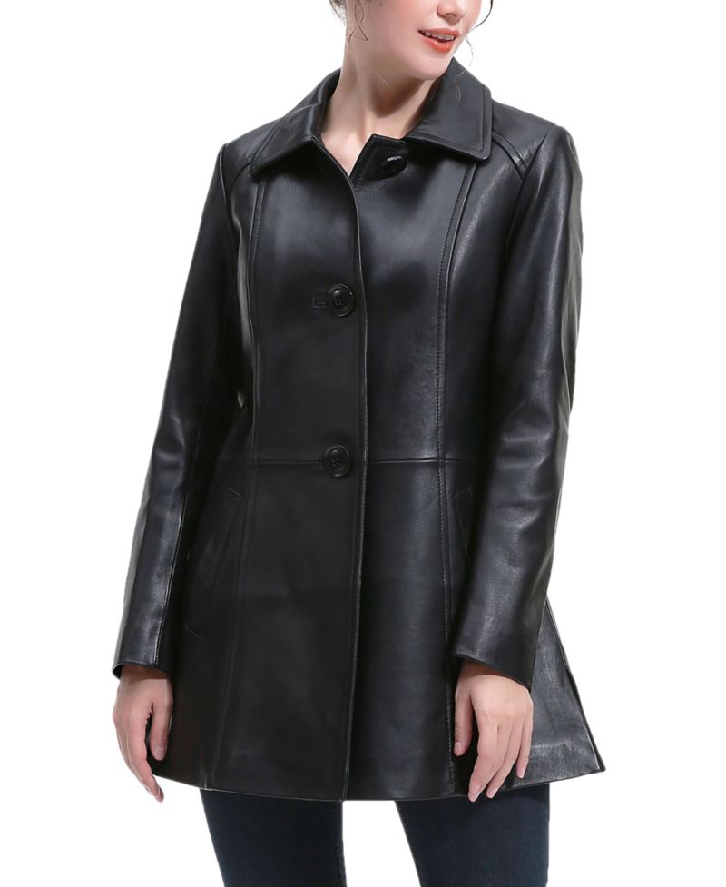 Women's Eloise A-Line Leather Coat